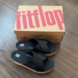 Fitflop Eloise Leather/Cork Cross Strap Platform Sandal